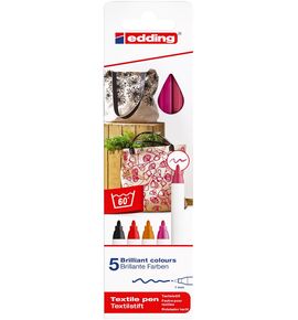 Textielstiften edding 4600 set 5 basis kleuren
