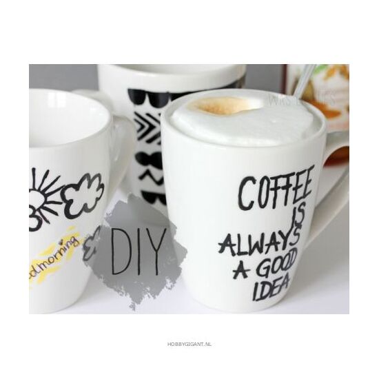 Koffiekopjes beschilderen met edding porseleinstiften Koffiekopjes beschilderen met edding porseleinstiften