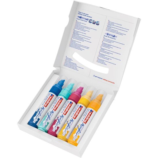 edding Acrylmarker 5000 breed doos 5set ass 999 edding Acrylmarker 5000 breed doos 5set ass 999