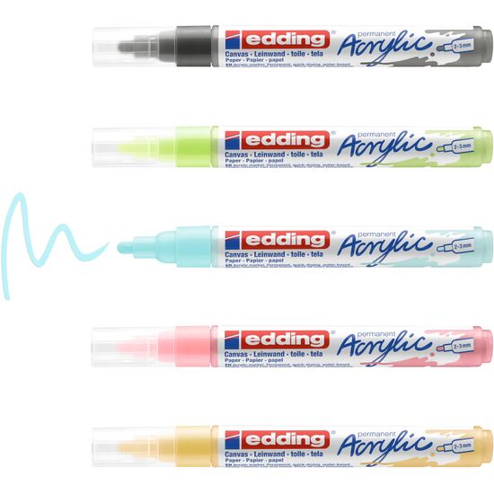 edding Acrylmarker 5100 medium set 099 - 5 stuks edding Acrylmarker 5100 medium set 099 - 5 stuks
