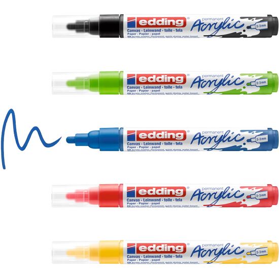 edding Acrylmarker 5100 medium set 000 - 5 stuks edding Acrylmarker 5100 medium set 000 - 5 stuks